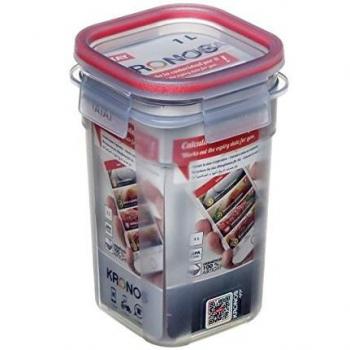 Tatay Fiambrera de Alimentos Kronos, con código QR Exclusiva y APP,  1L de Capacidad, Hérmetica, Libre de BPA, Apto Lavavajillas y Microondas. Apilables. Medidas 10.8 x 10.8 x 17