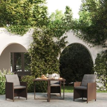 Mesa de jardín de Polyrattan y vidrio marrón 109x107x74 cm