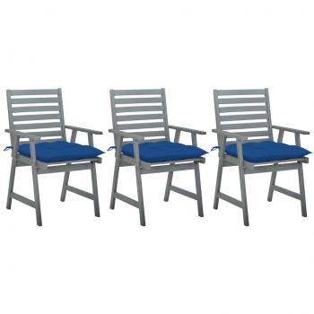 Sillas de comedor de jardín con cojines de acacia sólida