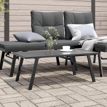 Mesa de jardín de acero con recubrimiento en polvo negro, dimensiones 90x45x35 cm