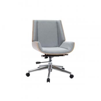 Silla de escritorio Miliboo madera clara y gris claro CURVED