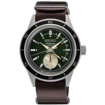 Seiko Presage Style 60s Automatic Men's Watch with Green Dial and Denim Leather Strap