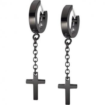 Pendientes Lotus Style LS2173-4/2 para Hombre de Acero Inoxidable 316L con Motivo de Cruz