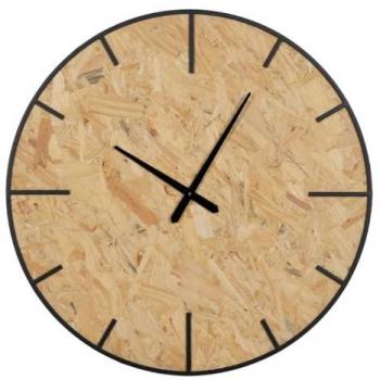 Reloj de Pared Negro Natural PVC Hierro Madera MDF 80 x 4,5 x 80 cm