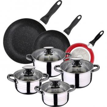Pack de 3 Sartenes San Ignacio + Batería de Cocina de 8 Piezas en Acero Inoxidable