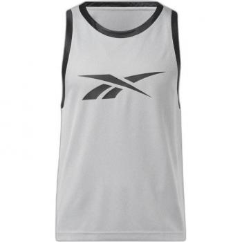 Camiseta de baloncesto Reebok para hombre, color gris, malla transpirable