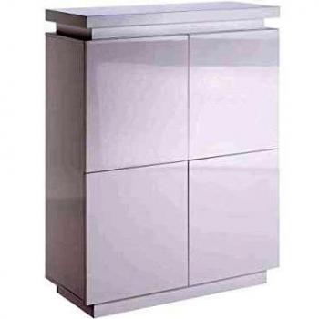 habitatetjardin Mueble Julia en MDF Blanco Lacado con LED - 96 x 40 x 125 cm - 4 purrtas