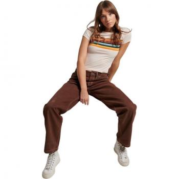 Superdry Women's Pinecone Brown Contrast Carpenter Jeans 32/30