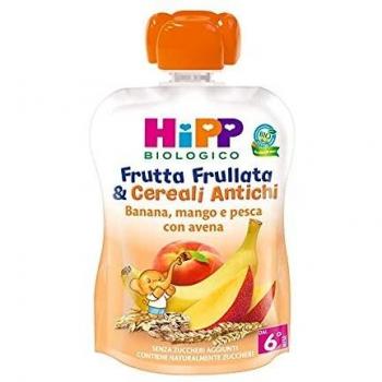 Puré de Frutas Bio Plátano, Mango y Melocotón con Avena 90g