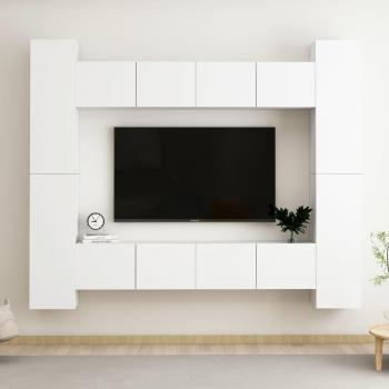 Set de Muebles para TV 8 Piezas Blanco en Madera Ingenierizada