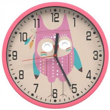 Reloj de pared poliestireno y cristal Ø25,5 cm color rosa