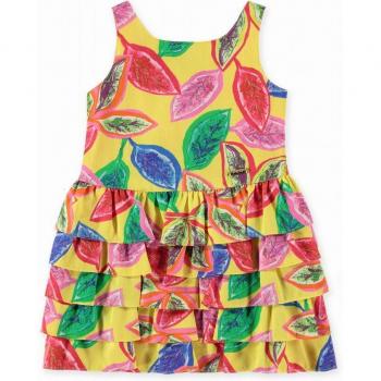 Vestido de bebé niña de tirantes con estampado de hojas