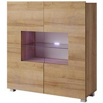 Vitrina Providence B100, Mueble con puertas en Roble Dorado, 107x100x35cm