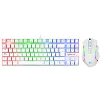 Combo Teclado y Mouse Gamer Redragon K552RGB-BA Blanco (Teclado Mecánico Kumara RGB, Mouse Centrophorus)