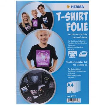 Lámina de Transferencia HERMA A4 para Textiles Oscuros y Negros - 10 Hojas, Color Mate