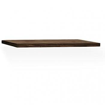 Estantería de madera maciza flotante Melva en varios acabados y medidas, acabado nogal, dimensiones 200x20x3 cm, hecha a mano en España, incluye herrajes para colgar