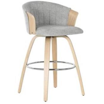 Taburete de Madera Gris con Tapizado de Poliéster 58 x 56 x 86 cm