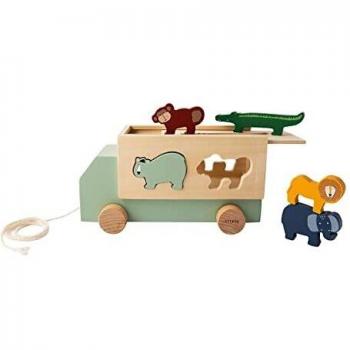 Camión de Madera Trixie con Animales | Juguete Educativo para Niños a Partir de 18 Meses | Eco-Friendly y Certificado FSC