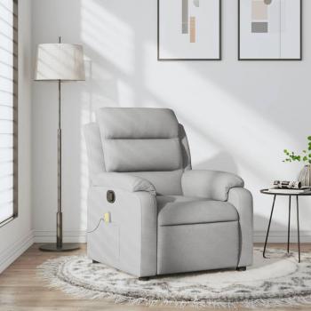 Sillón de masaje reclinable de tela gris claro, gris oscuro y negro - Sillón cómodo para dormitorio, silla relax y sofá