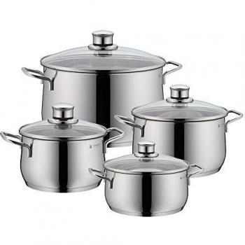 WMF Diadem Plus Batería de Cocina, Acero Inoxidable Pulido, 4 piezas