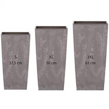 Pack 3 Macetas Altas de Plástico con Depósito Urbi Square Effect 11,4x26,6x49 cm Color Gris Claro