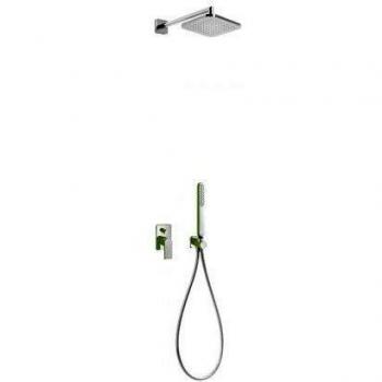 Tres Griferia - Kit De Ducha Monomando Empotrado Con Cierre Y Regulación De Caudal. · Cuerpo Empotrado Incluido · Ducha Fija 220X220 Mm. Con Rótula.