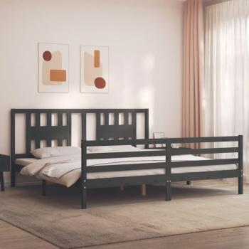 Cabecero de cama gris en madera maciza 200x200 cm Vidaxl