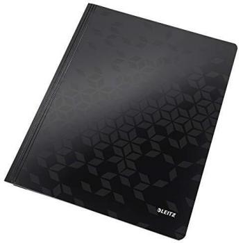 Carpeta de Cartón Leitz WOW A4 Negra Metalizada, Capacidad para 250 Hojas
