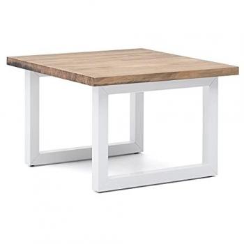 Mesa Auxiliar iCub Strong ECO 60x60x53 Blanca en Madera Maciza de Pino con Acabado Vintage Estilo Industrial