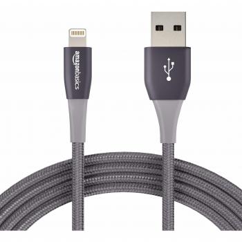 AmazonBasics Paquete de 12- Cable USB tipo A con conector Lightning, doble, de nailon trenzado, colección prémium, 3 m- Gris oscuro
