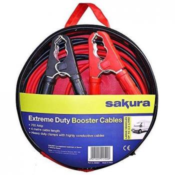 Sakura SS3627 - Cables de Arranque para Batería de Coche, Resistentes, 700 A, 4 m, con Códigos de Color, para Vehículos de Hasta 4.5 L/4500 CC