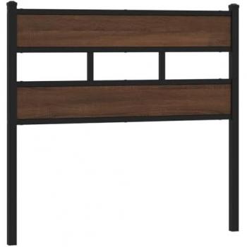 Cabecero de acero y madera de ingeniería marrón roble 75 cm