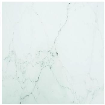 vidaXL Table Top White 70x70 cm 6 mm Tempered Glass with Marble Design