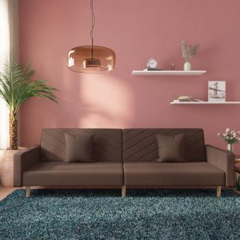 Sofá cama de 2 plazas Torora con 2 cojines de tela en gris taupe