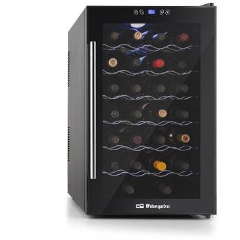 Vinoteca Orbegozo VT 3010 con Capacidad para 28 Botellas, Volumen de 80 Litros, Potencia de 130 W, Iluminación LED Interna, Display Digital y Panel Táctil de Control, Incluye 6 Estantes Cromados Extraíbles