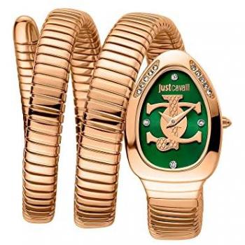Reloj de pulsera Just Cavalli Glam Evo 5 Doppio para Mujer - JC1L228M0055, Correa en Oro Rosa y Dial Metal Verde Botella