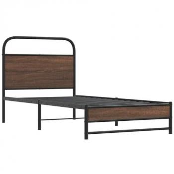 Estructura de cama sin colchón 90x200 cm madera compuesta color roble marrón