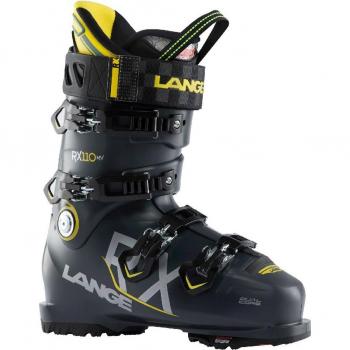 Botas de esquí Lange RX 110 MV GW para hombre, características: flexión 110, volumen medio (MV), compatibilidad con fijaciones GripWalk (GW), diseño en color verde y amarillo