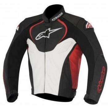 Alpinestars Chaqueta moto Jaws Cuero Negro Blanco Rojo, Negro/Blanco/Rojo, 52