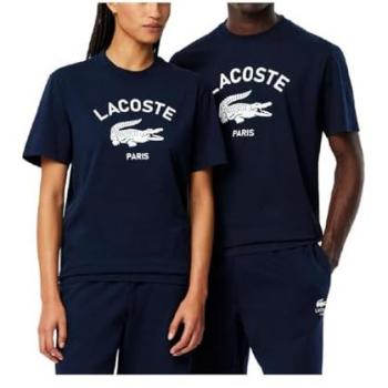 Camiseta Lacoste unisex de corte clásico de manga corta con estampado central en color azul marino