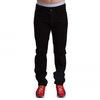 Dolce & Gabbana Black Cotton Straight Men Jeans STAFF Pants - IT44 | XS
