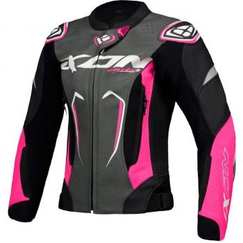 Ixon Vortex 3 Chaqueta de Moto para Mujer - Negro-Rosa-Blanco (XS)