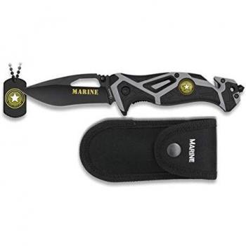 Cuchilleria Deportiva ALBAINOX - 18351-A - Navaja asistida Albainox Seguridad. Marine. Hoja 8.4 cm - Herramienta para Caza, Pesca, Camping, Outdoor, Supervivencia y Bushcraft