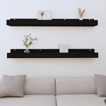 Estantes de pared 2 uds madera maciza de pino 110x12x9 cm Natural, Blanco, Gris Mueble Almacenaje Estantería para Oficina, Estudio, Dormitorio Estantería/Librería/ mueble