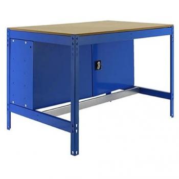 Banco de Trabajo SimonRack, Capacidad Carga 600 kg, Dimensiones 842x1210x760 mm, Mesa de Trabajo con Guarda Herramientas, Color Azul/Madera - Modelo BT0