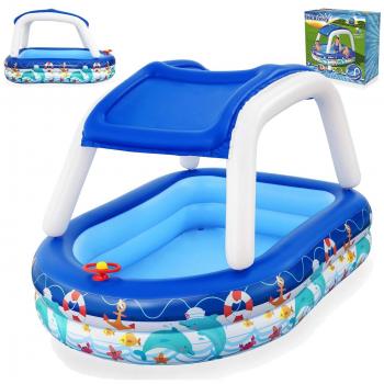 Bestway Piscina Hinchable Infantil Barco con Techo Desmontable 213x155x132 cm +3 Años