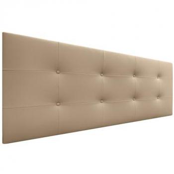 Cabecero Acolchado Capitone Tapizado en Polipiel Marrón Claro 135x60cm con 8cm de Grosor para Camas Individuales y Matrimoniales