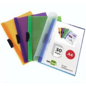 Carpeta dossier pinza lateral polipropileno din a4 celeste opaco 30 hojas pinza deslizante