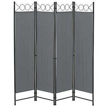 Biombo Separador de 4 Paneles Saragossa 171 x 160 cm Gris Oscuro Decorativo para Interiores
