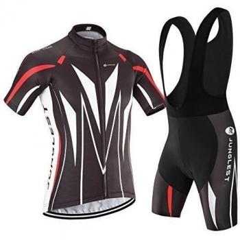 junglest (Cojín 3D)(Traje(Tirante Negro) tamaño:L) Rompevientos 2016 Chaleco Corta los Moda Hombres Ciclismo Rendimiento Manga Jerseys Ropa de Maillot para Jerseys Transpirable